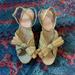 Anthropologie Shoes | Charley Gold Pleated Knot Espadrille Wedge | Color: Gold/Tan | Size: 7
