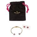 Kate Spade Jewelry | Kate Spade Lady Marmalade Studs Earrings Hinge Cuff Bracelet Pink Goldtone Set | Color: Gold/Pink | Size: Os