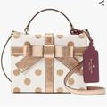 Kate Spade Bags | Kate Spade Leather Other Wrapping Party Dot Gift Box Crossbody Shoulder Bag | Color: Gold/White | Size: Os