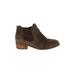 Blondo Ankle Boots: Slip On Stacked Heel Boho Chic Brown Solid Shoes - Women's Size 9 - Almond Toe