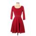 American Rag Cie Casual Dress - Fit & Flare: Red Argyle Dresses - Women's Size Small