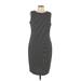 Chaps Casual Dress - Sheath High Neck Sleeveless: Black Stripes Dresses - Women's Size 12