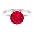 Rosec Jewels 2.75 CT Lab Created Ruby Ring, Created Ruby Solitaire Ring, Created Ruby Silver Ring for Women (9 MM Round Cut Lab Created Ruby), Sterling Silver, Size:X