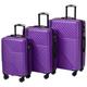 SPOFLYINN 3 Pieces ABS Luggage Sets Travel Suitcase with Double Spinner 8 Wheels TSA Lock 20'' 24'' 28'' 3 Sizes Silent-Running Lightweight Hardshell Suitcase, Purple, One Size, 1