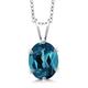 Gem Stone King 925 Sterling Silver London Blue Topaz Pendant Necklace For Women (1.80 Cttw, Oval 9X7MM, Gemstone Birthstone, With 18 Inch Silver Chain), Metal gemstone, Topaz