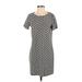 Ann Taylor Factory Cocktail Dress - Shift: Gray Argyle Dresses - Women's Size 2