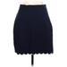 Ann Taylor Casual Pencil Skirt Knee Length: Blue Solid Bottoms - Women's Size 10