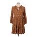 Madewell Casual Dress - Mini High Neck 3/4 sleeves: Tan Polka Dots Dresses - Women's Size Small