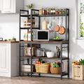 Tribesigns Bakers Rack with Storage Hutch, Microwave Stand, 5 Tier Kitchen Shelf, Kitchen Organization and Storage for Kitchen