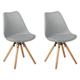 Beliani Set of 2 Dining Chairs Grey Faux Leather Seat Wood Legs Light Wood Dakota