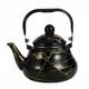 ASIAD Kettle Enamel Teapot, Marblered Marblered with A Lid and Grip Stove Top Pear -Shaped Tea Kettle for Home Kitchen Camping,Black,2.5L