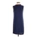 Left Coast by Dolan Casual Dress - Shift Mock Sleeveless: Blue Solid Dresses - Women's Size Small