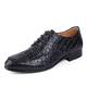 New Formal Oxford Shoes for Men Lace Up Crocodile Embossed Apron Toe Derby Shoes Leather Low Top Slip Resistant Block Heel Rubber Sole Prom (Color : Black, Size : 9.5 UK)