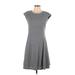 Theory Casual Dress - Mini High Neck Short sleeves: Gray Dresses - Women's Size 12