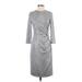 Vince Camuto Casual Dress - Sheath Crew Neck 3/4 sleeves: Silver Dresses - Women's Size 4