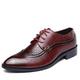 New Formal Shoes for Men Lace Up Brogue Embossed Crocodile Embossed PU Leather Block Heel Rubber Sole Low Top Non Slip Business (Color : Red, Size : 7 UK)