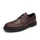New Dress Shoes for Men Lace Up Apron Toe Round Toe Derby Shoes Vegan Leather Low Top Slip Resistant Rubber Sole Party (Color : Brown, Size : 6.5 UK)