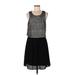 Everly Cocktail Dress - Mini Scoop Neck Sleeveless: Gray Color Block Dresses - Women's Size Large