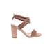Trary Heels: Tan Solid Shoes - Women's Size 8 - Open Toe