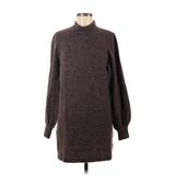 Stone Row Casual Dress - Sweater Dress Turtleneck Long Sleeve: Brown Dresses - Women's Size 8