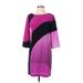 Diane von Furstenberg Cocktail Dress: Purple Color Block Dresses - Women's Size 2