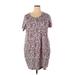 Lands' End Casual Dress - Shift: Purple Acid Wash Print Dresses - Women's Size 2X