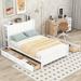 Platform Bed with Storage Shelves Headboard, with 4 Storage Drawers and Support Legs