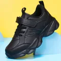 2024 New Kids Sneakers di lusso in pelle nera scarpe sportive Casual per bambini scarpe da scuola