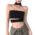 Coreano Fashion Backless Tube top donna estate Sexy Crop top Bandeau donna Halter top senza maniche