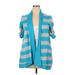 INC International Concepts Cardigan Sweater: Teal Color Block Sweaters & Sweatshirts - Women's Size X-Large