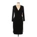 Anne Klein Cocktail Dress - Sheath V-Neck 3/4 sleeves: Black Solid Dresses - Women's Size 12