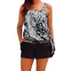 Vintage Print Tankini Set Two Piece Swimsuit Women Tops Shorts Swimwear Bikini Cover Up Spring