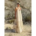 Halter Neck Three-Dimensional Flower White Maxi Woman Crochet Dress For Summer 2023 Tunic Beach