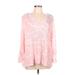 Nine West Long Sleeve Top Pink V Neck Tops - Women's Size Large