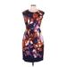 Elie Tahari Casual Dress - Sheath Crew Neck Short sleeves: Purple Floral Dresses - Women's Size 12