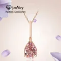 CC Pendants For Women Rose Gold Plated Water Drop Pink Necklace Pendant Wedding Fine Jewelry No