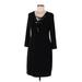 Calvin Klein Casual Dress - Sheath Tie Neck 3/4 sleeves: Black Solid Dresses - Women's Size Medium