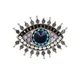 Small Rhinestone Black Blue Eye Brooches Women Alloy Simulated Pearl Eye Collar Pins Gifts