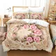 Pink Rose Floral Duvet Cover Watercolor Lotus Bedding Set Flower Leaves Print Comforter Cover King