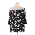 Suzanne Betro 3/4 Sleeve Blouse: Black Tops - Women's Size 2X