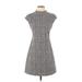 Theory Cocktail Dress - Mini High Neck Short sleeves: Gray Plaid Dresses - Women's Size 4