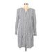 Gap Outlet Casual Dress - Shift V-Neck 3/4 sleeves: Gray Print Dresses - Women's Size Large