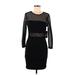 Lulus Cocktail Dress - Sheath Crew Neck 3/4 sleeves: Black Dresses - Women's Size Medium