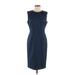 Ann Taylor Casual Dress - Sheath: Blue Solid Dresses - Women's Size 8