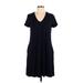 Karen Kane Casual Dress - Mini V Neck Short sleeves: Blue Print Dresses - Women's Size Large