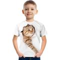 t-shirt pour enfants garçons t-shirt à manches courtes chat dinosaure graphique impression 3d animal école enfants tops chat blanc actif chat blanc brillant