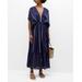 Nunu Tibeb Stripe Plunge Maxi Cotton Dress