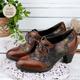 Femme Chaussures à Talons Escarpins Oxfords Chaussures Bullock Chaussures faites à la main Chaussures Vintage Soirée Saint Valentin du quotidien Floral Talon Cône Bout rond Elégant Rétro Vintage Cuir