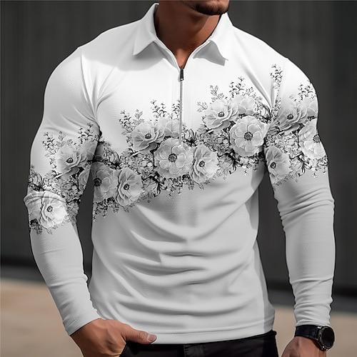 Derby du Kentucky Homme Fleuri Polos Hawaïens Chemise de golf manche longue Polos Chemises à Col Occasionnel Tenue de plage Vêtements de vacances Vêtements tropicaux Tenues de fête Impression 3D Polo