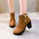 Women's Boots Suede Shoes Plus Size Heel Boots Booties Ankle Boots Winter Chunky Heel Round Toe Suede Lace-up Black Brown